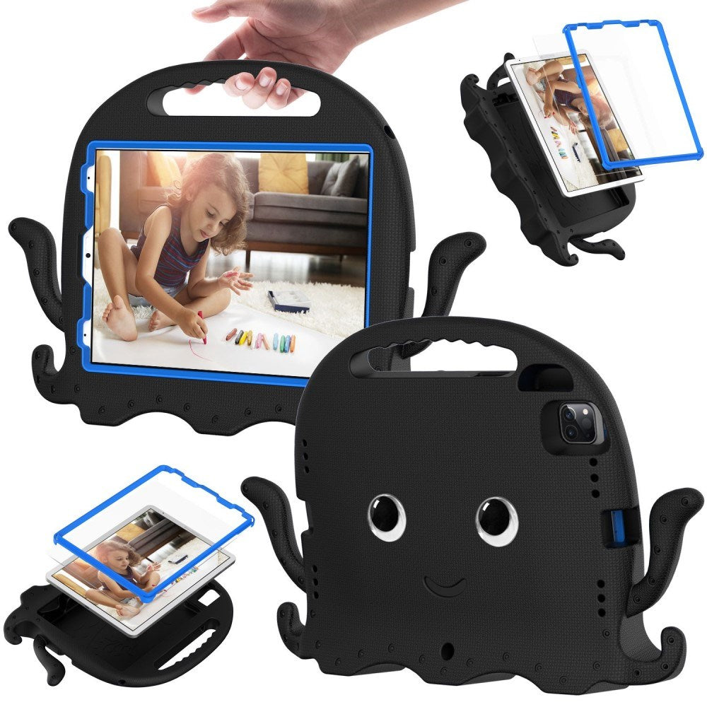 EIDERWOOD iPad Air 11" (2025 / 2024) / Pro 11" (2025 - 2018) Barnskal med Axelrem & Handhållare - Bläckfisk - Svart