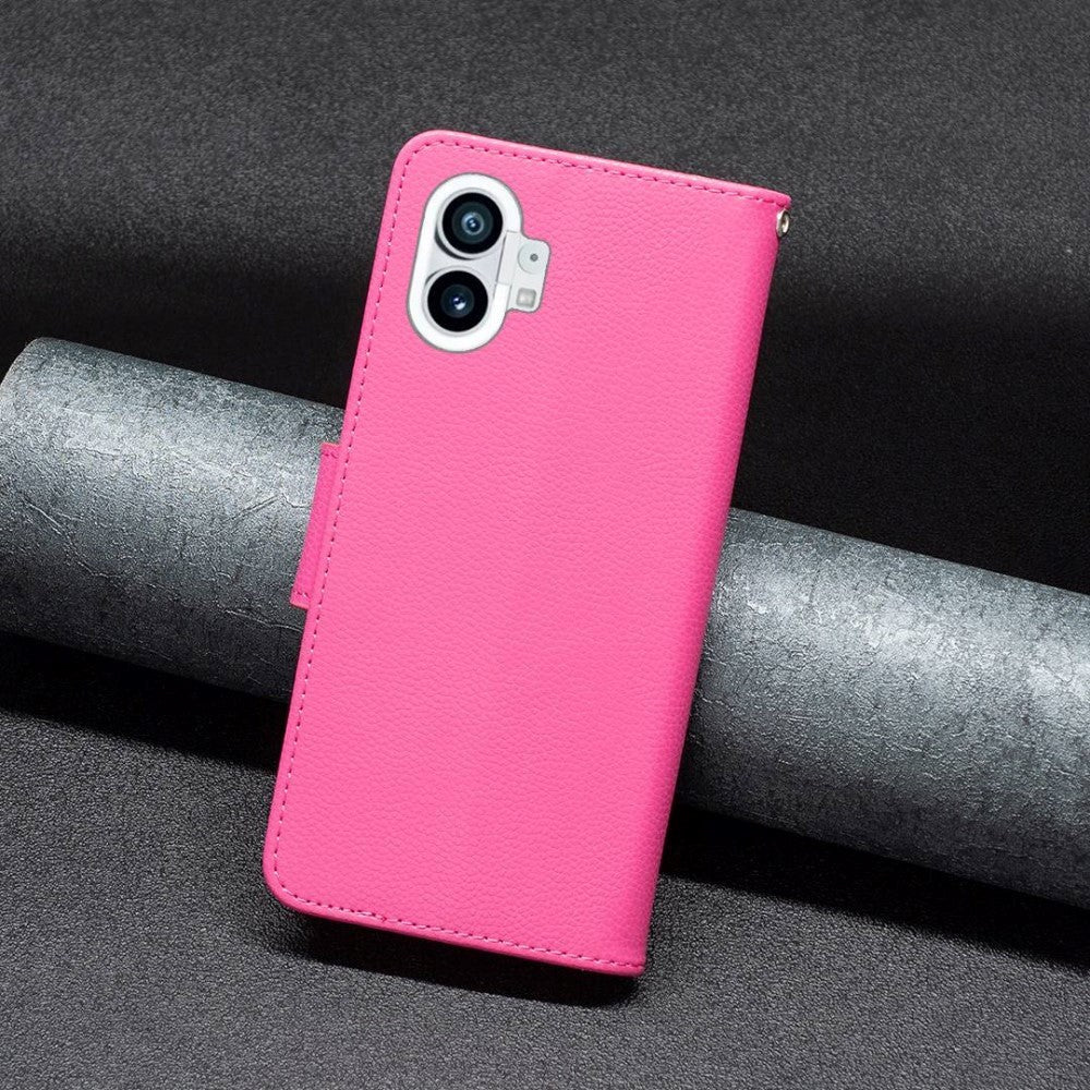 Nothing Phone (1) Plånboksfodral i Konstläder med Rem - Pink