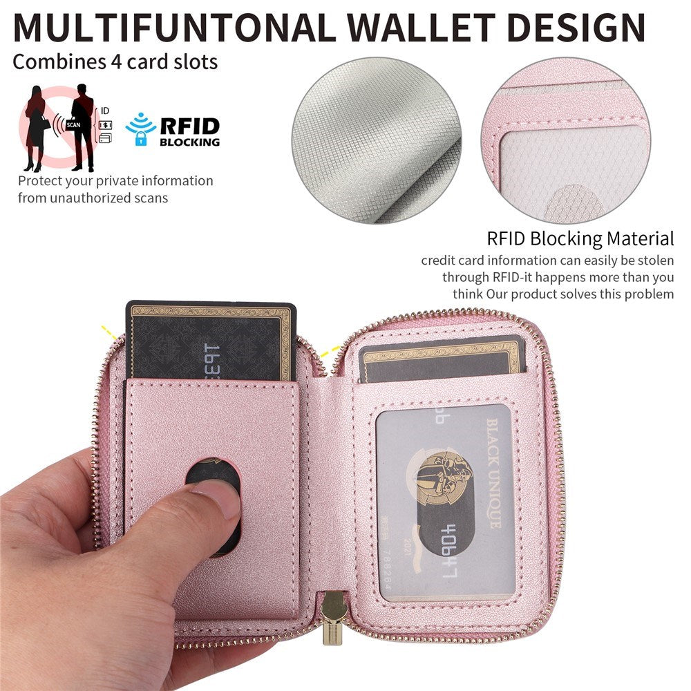 EIDERWOOD Magnetisk Plånbok / Korthållare med Dragkedja - MagSafe Kompatibel - Rose Gold