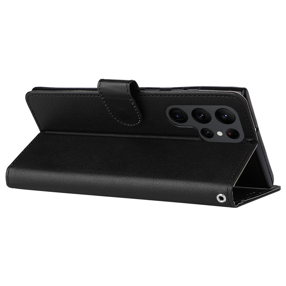 EIDERWOOD Samsung Galaxy S23 Ultra Konstläderfodral med Plånbok & Stativfunktion - Svart