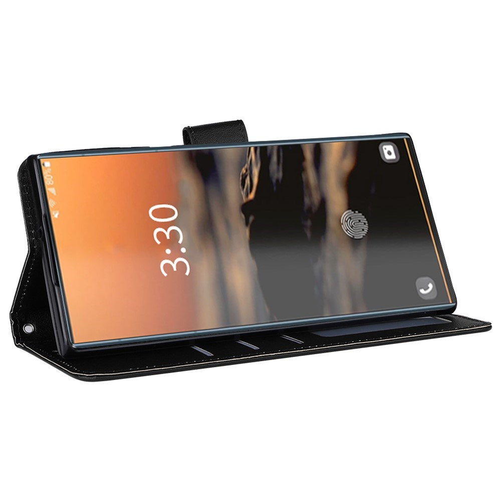 EIDERWOOD Samsung Galaxy S23 Ultra Konstläderfodral med Plånbok & Stativfunktion - Svart