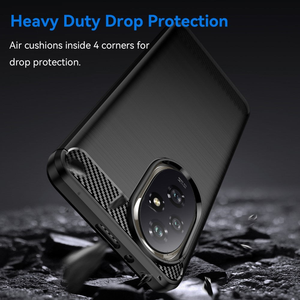 EIDERWOOD Honor 200 Pro (5G) Brushed Carbon Fiber Flexibelt Plast Skal - Svart