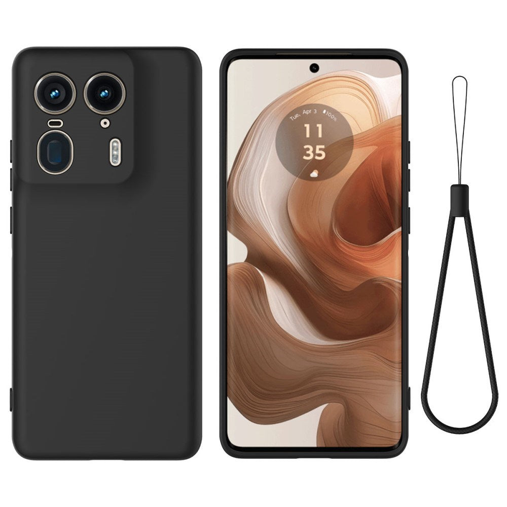 EIDERWOOD Motorola Edge 50 Ultra Liquid Silikon Skal med Rem - Svart