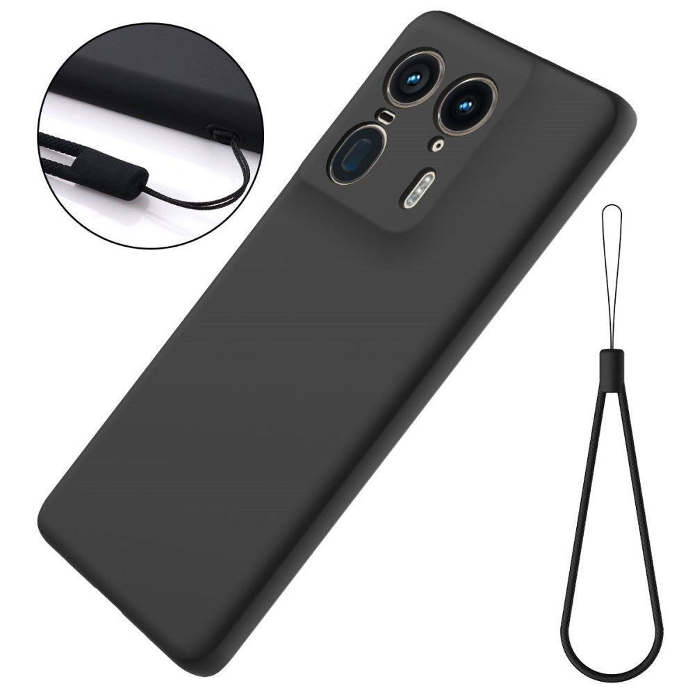 EIDERWOOD Motorola Edge 50 Ultra Liquid Silikon Skal med Rem - Svart