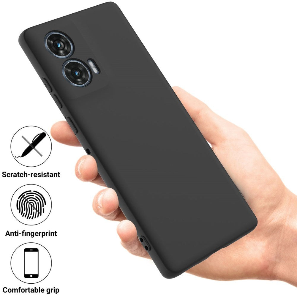 EIDERWOOD Motorola Edge 50 Fusion Liquid Silikon Skal med Rem - Svart