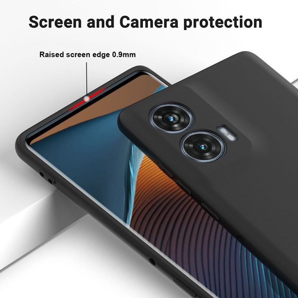 EIDERWOOD Motorola Edge 50 Fusion Liquid Silikon Skal med Rem - Svart