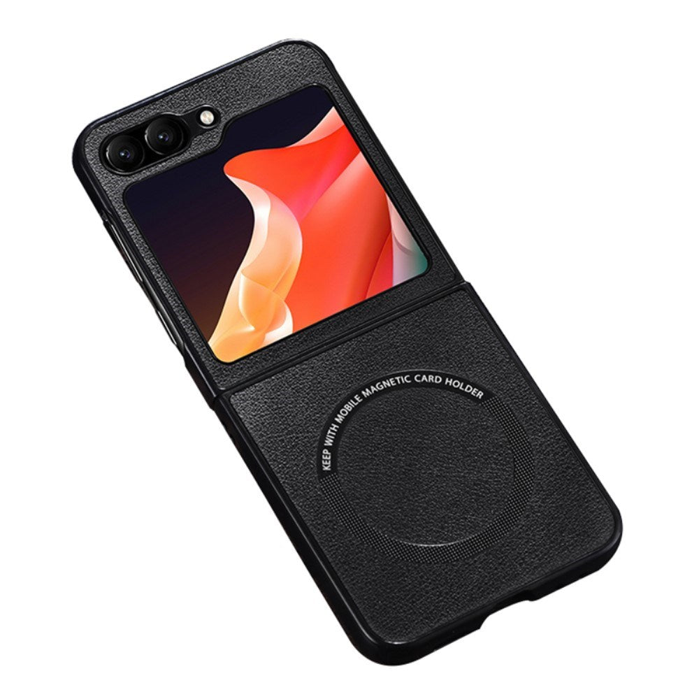 EIDERWOOD Samsung Galaxy Z Flip7 FE / Flip6 Läderklädd Plast Skal - MagSafe-kompatibel - Svart