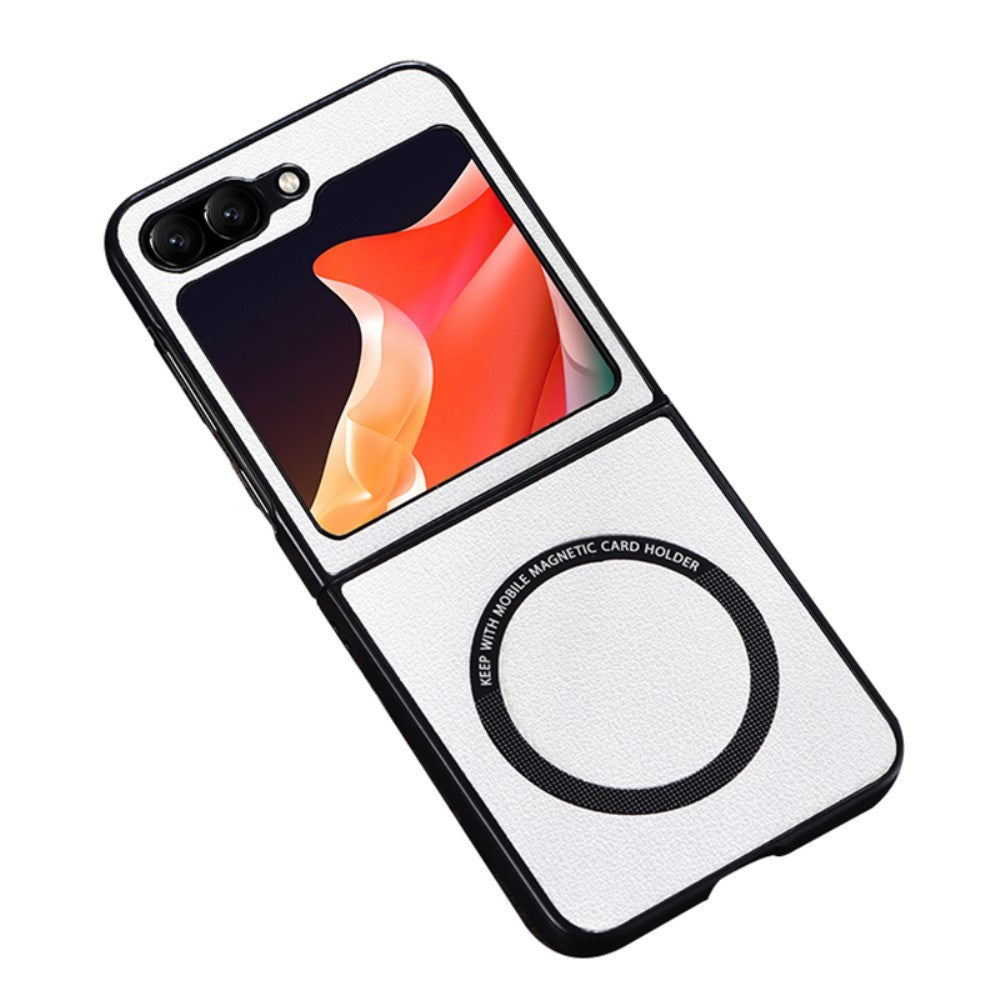 EIDERWOOD Samsung Galaxy Z Flip7 FE / Flip6 Läderklädd Plast Skal - MagSafe-kompatibel - Vit