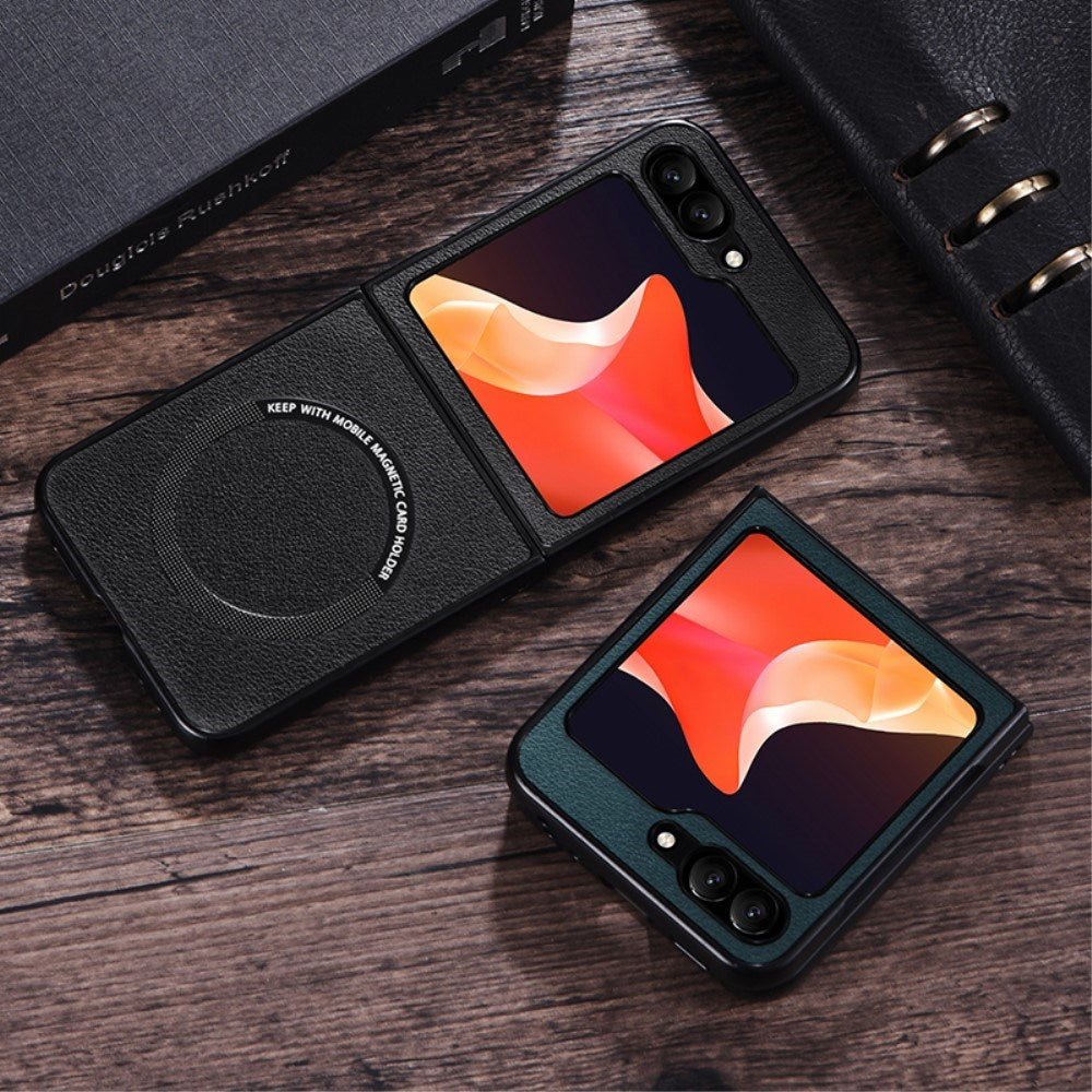 EIDERWOOD Samsung Galaxy Z Flip7 FE / Flip6 Läderklädd Plast Skal - MagSafe-kompatibel - Vit