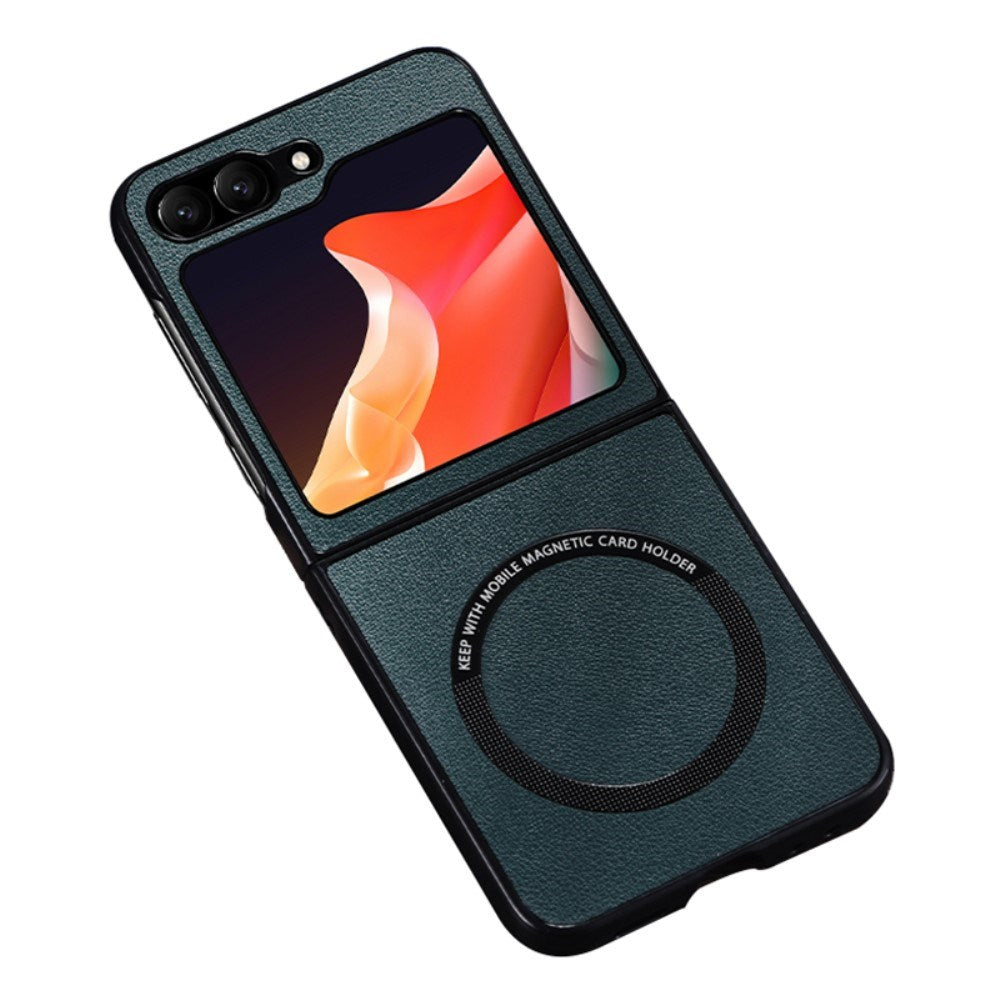 EIDERWOOD Samsung Galaxy Z Flip7 FE / Flip6 Läderklädd Plast Skal - MagSafe-kompatibel - Grön