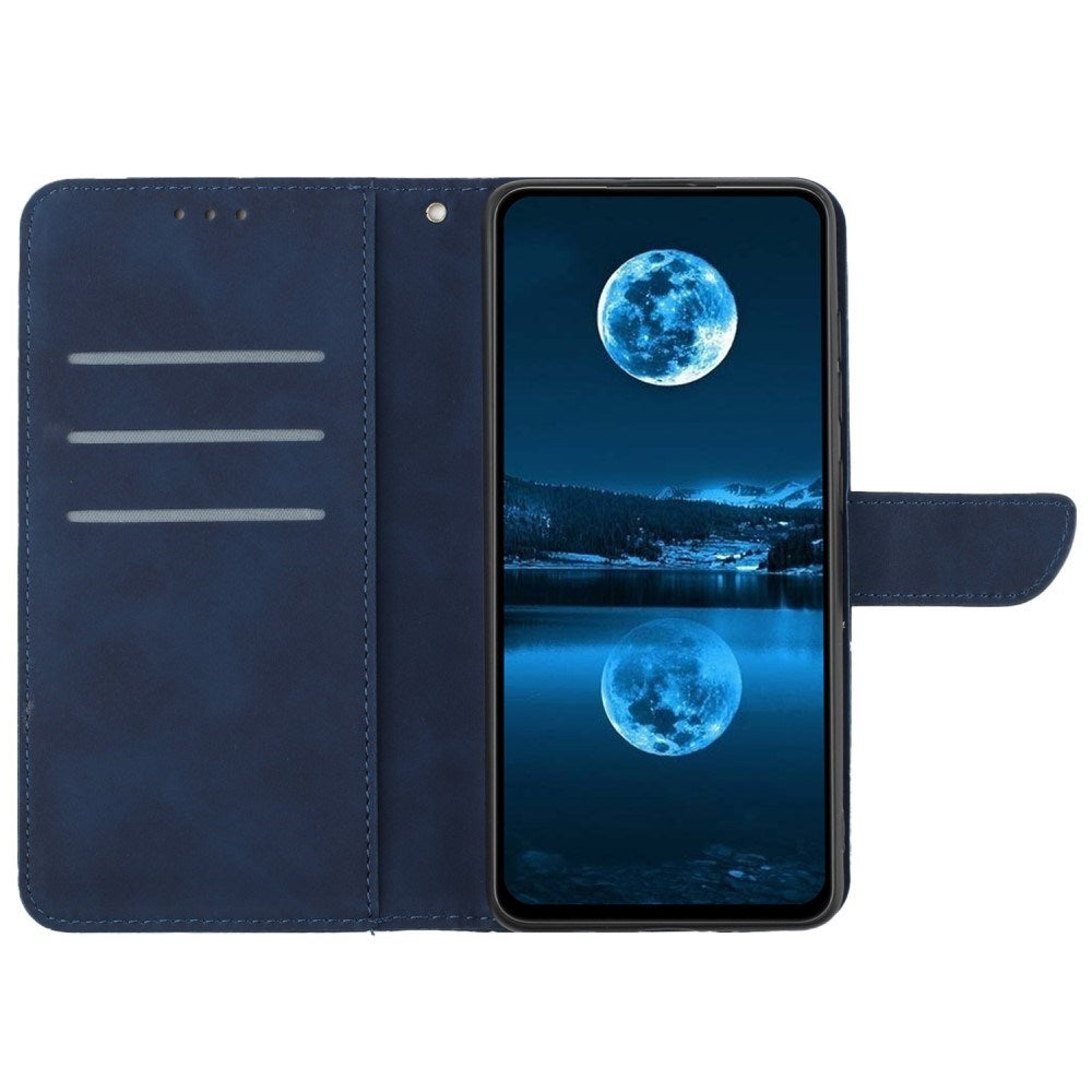 EIDERWOOD Samsung Galaxy S24 FE Mönstrad Läder Plånboksfodral med Rem - Blå