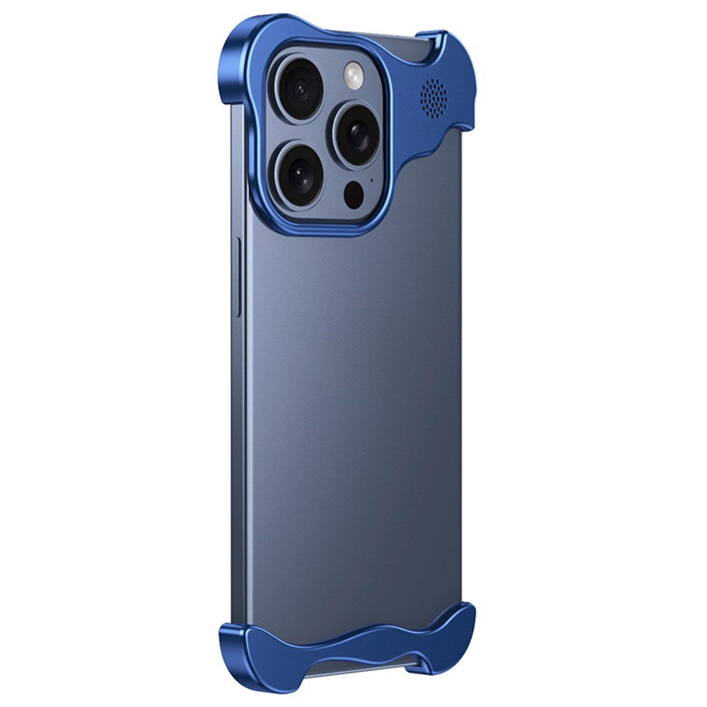iPhone 15 Pro Tvådelat Metall Bumper Skal - Blå