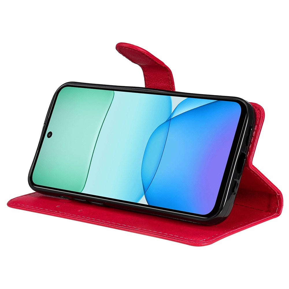 EIDERWOOD Xiaomi Redmi 13 Plånboksfodral i Konstläder med Rem - Röd