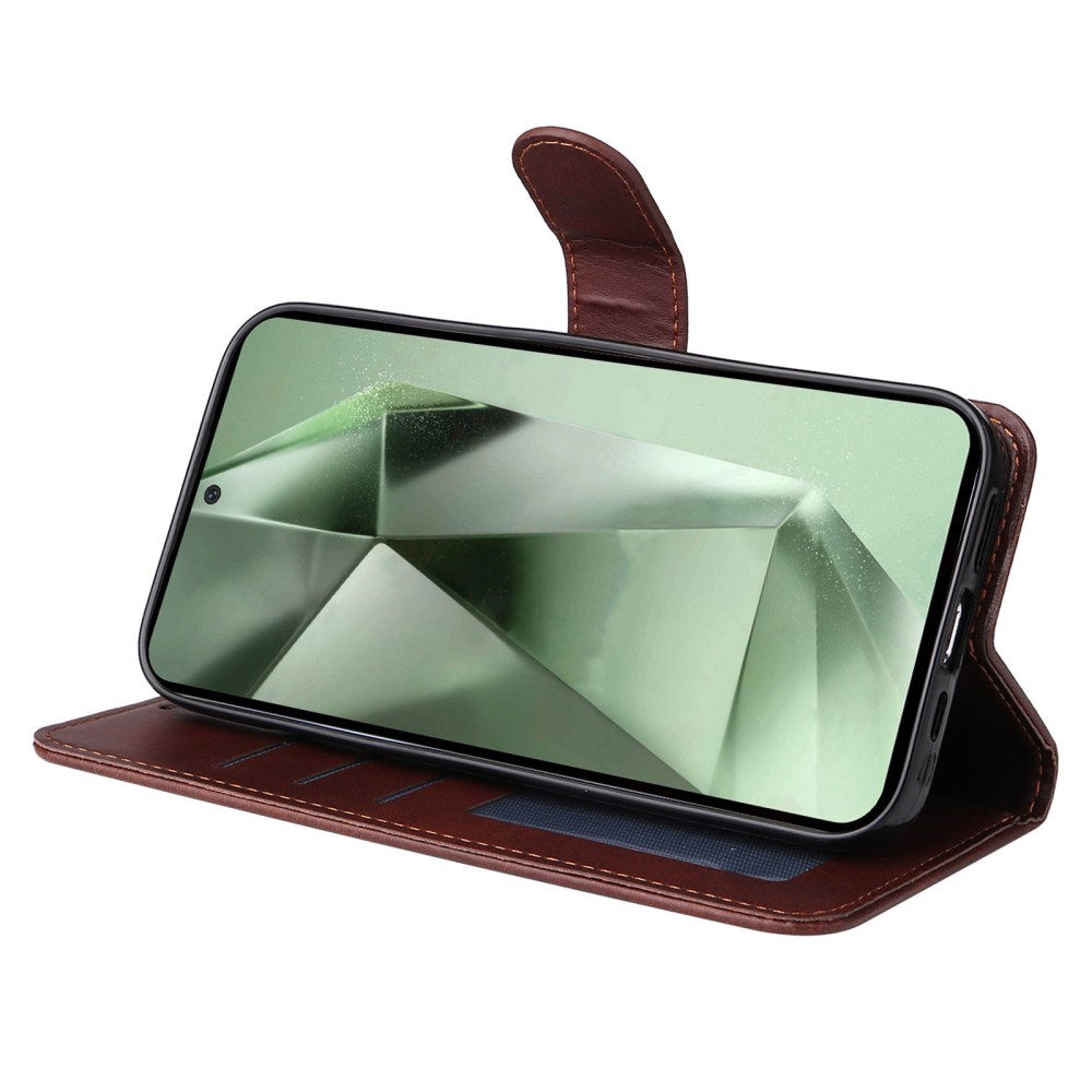 EIDERWOOD Samsung Galaxy S24 FE Läder Flip Fodral med Plånbok och Rem - Brun