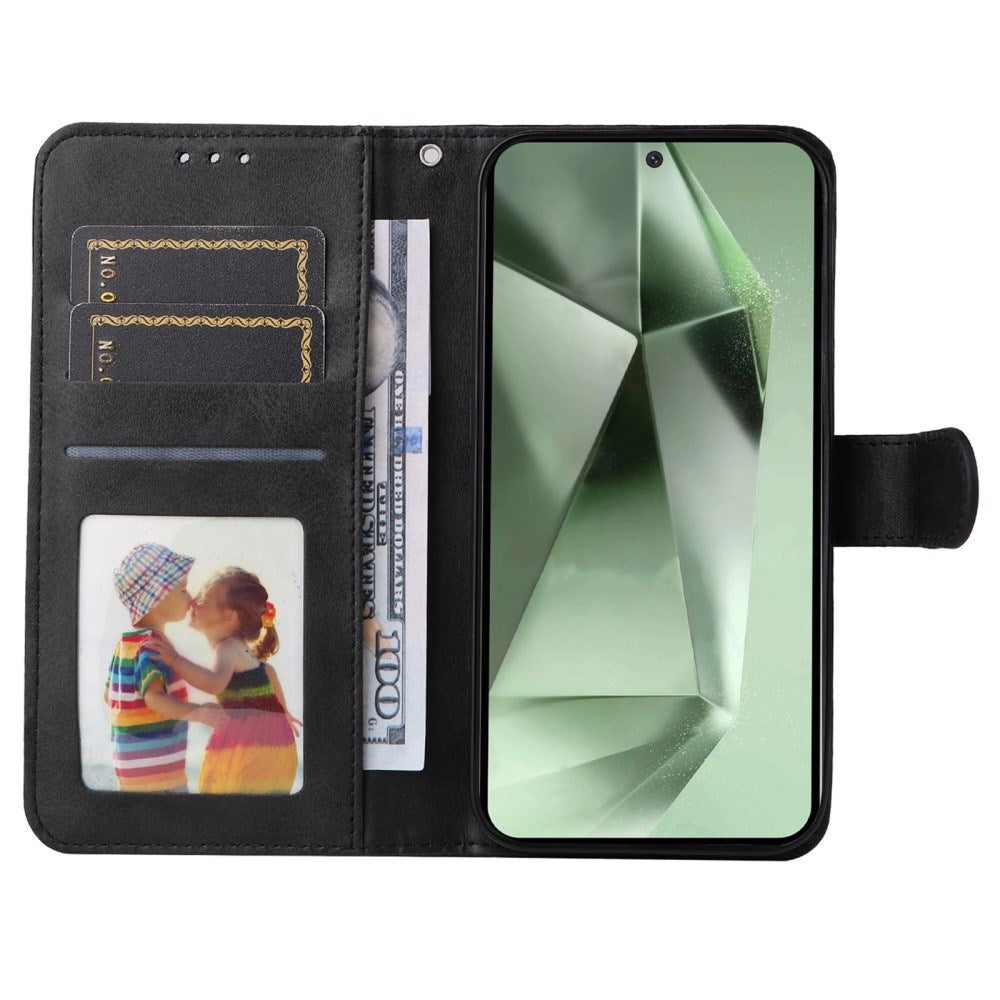 EIDERWOOD Samsung Galaxy S24 FE Läder Flip Fodral med Plånbok och Rem - Svart