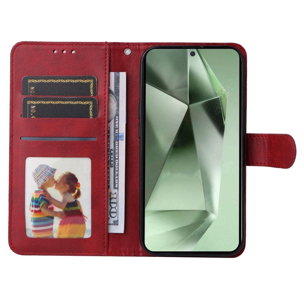 EIDERWOOD Samsung Galaxy S24 FE Läder Flip Fodral med Plånbok och Rem - Röd
