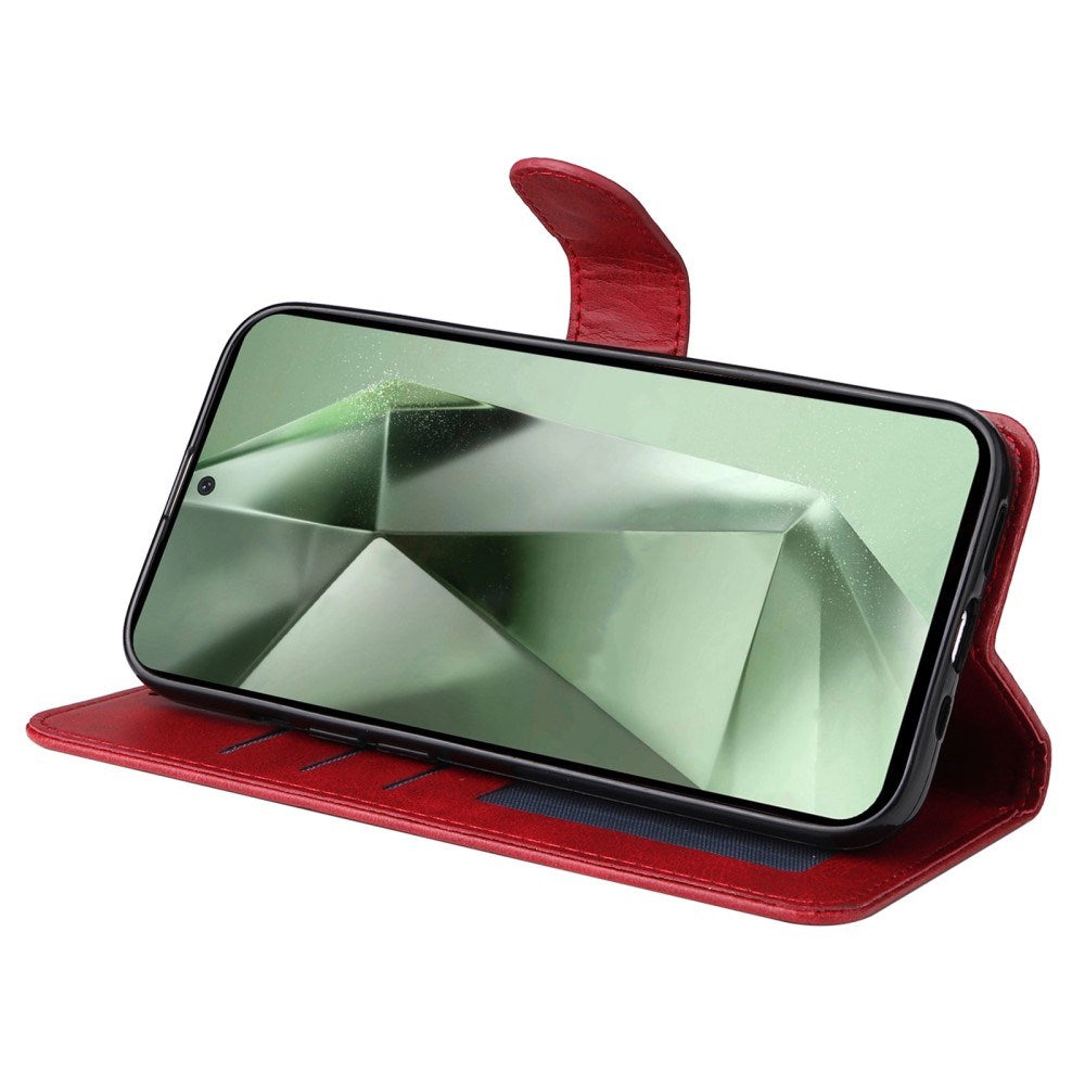 EIDERWOOD Samsung Galaxy S24 FE Läder Flip Fodral med Plånbok och Rem - Röd