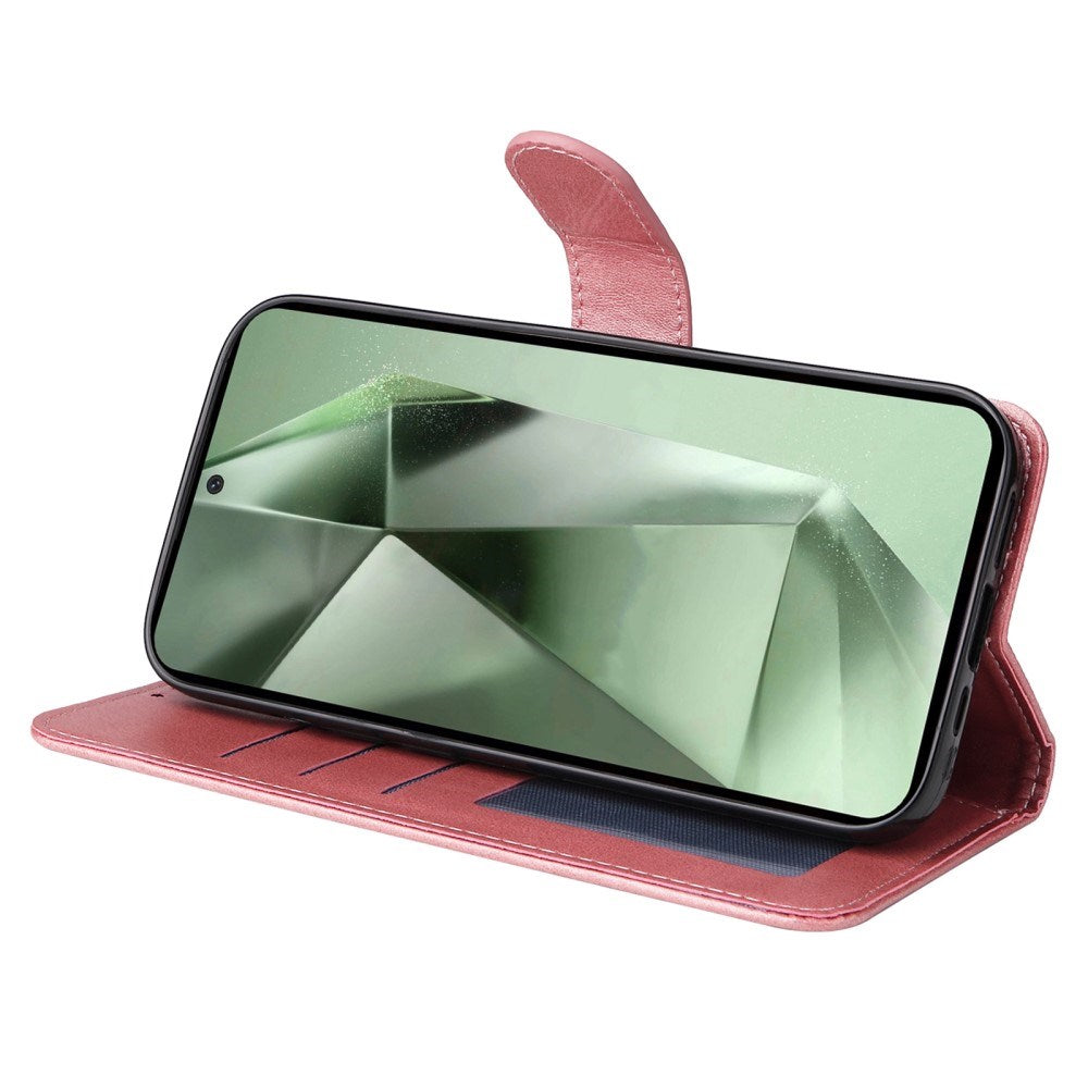 EIDERWOOD Samsung Galaxy S24 FE Läder Flip Fodral med Plånbok och Rem - Rosa