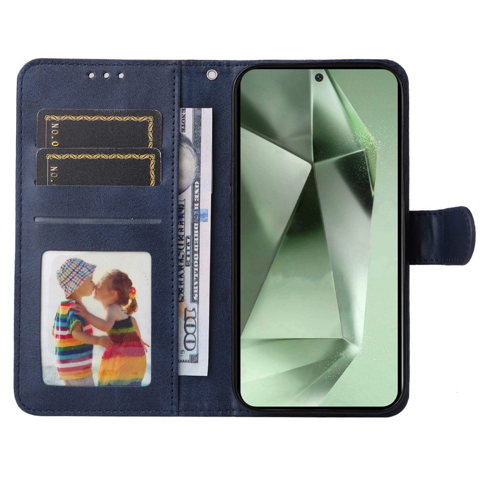 EIDERWOOD Samsung Galaxy S24 FE Läder Flip Fodral med Plånbok och Rem - Blå