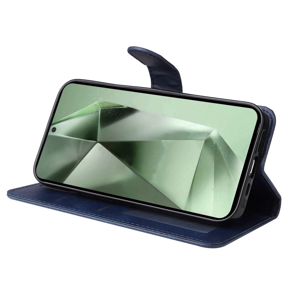 EIDERWOOD Samsung Galaxy S24 FE Läder Flip Fodral med Plånbok och Rem - Blå