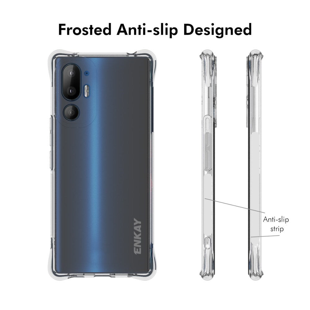 HTC U24 Pro (5G) Plast Skal m. Stötdämpande Hörn - Genomskinlig
