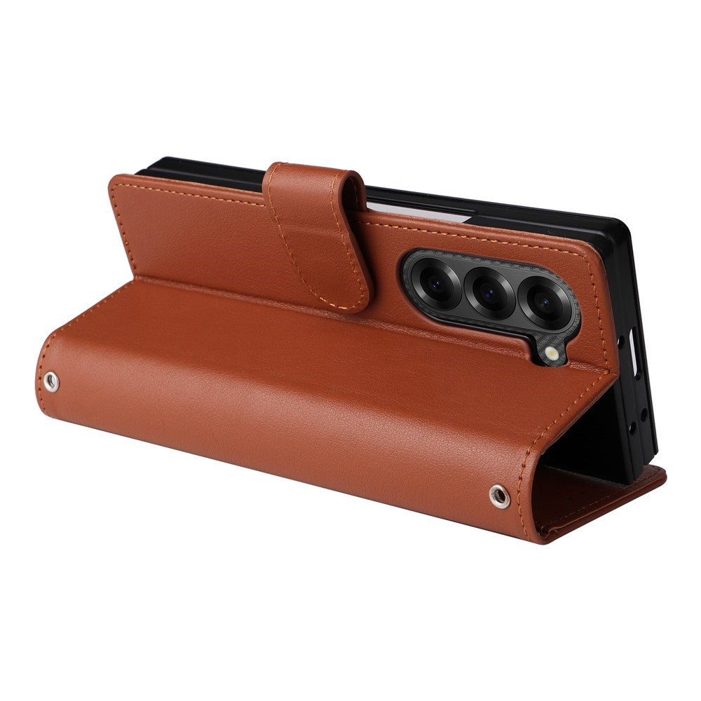 EIDERWOOD Samsung Galaxy Z Fold6 Konstläder Fodral m. Korthållare & Rem - Brun
