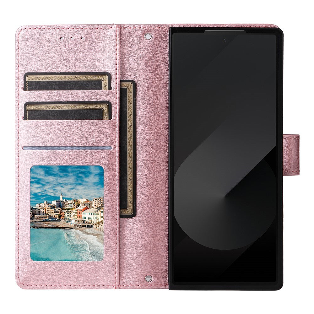 EIDERWOOD Samsung Galaxy Z Fold6 Konstläder Fodral m. Korthållare & Rem - Rosa
