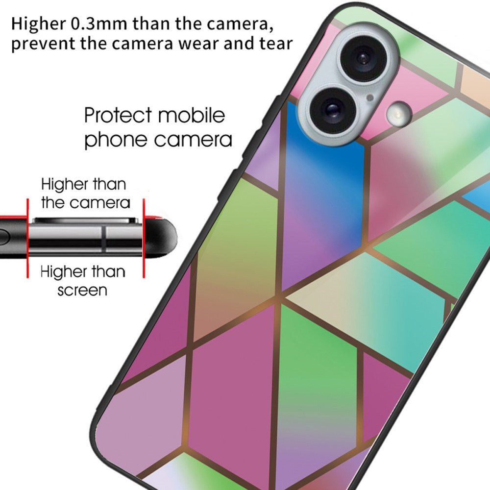 EIDERWOOD iPhone 16 Plast Skal m. Glasbaksida - Färgglad Geometri