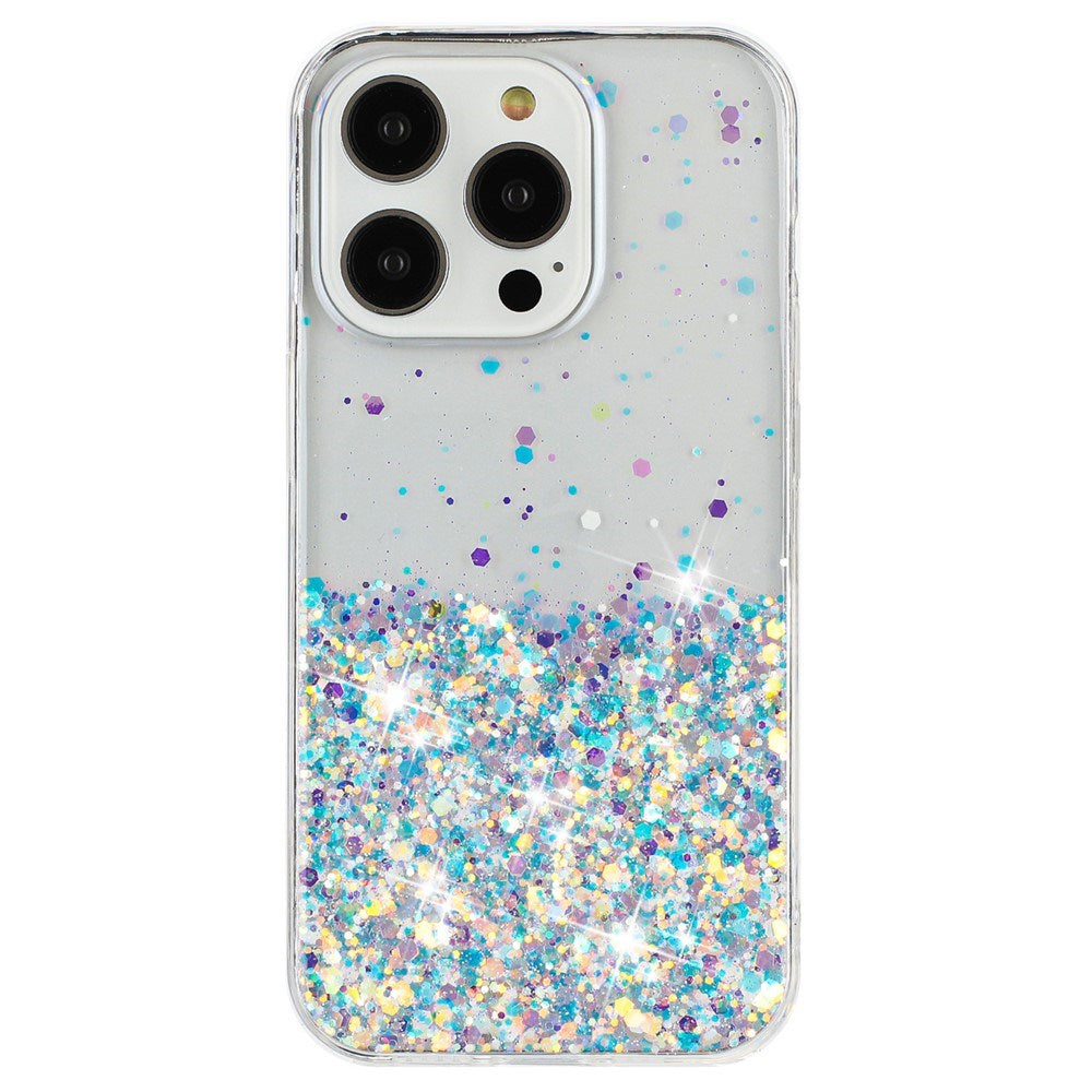 iPhone 16 Pro Max EIDERWOOD Flexibelt Plast Glitter Skal – Genomskinlig / Vit