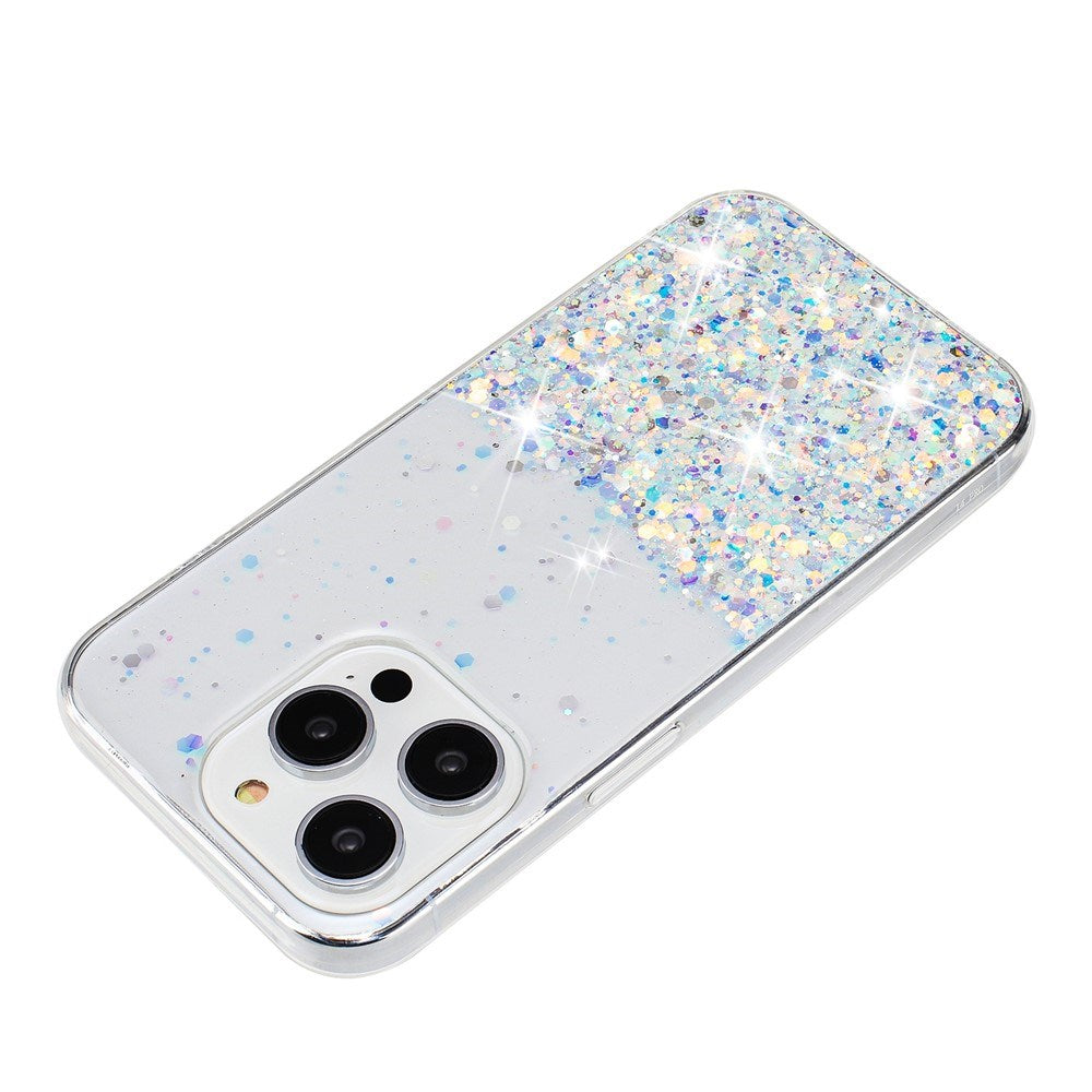 iPhone 16 Pro Max EIDERWOOD Flexibelt Plast Glitter Skal – Genomskinlig / Vit