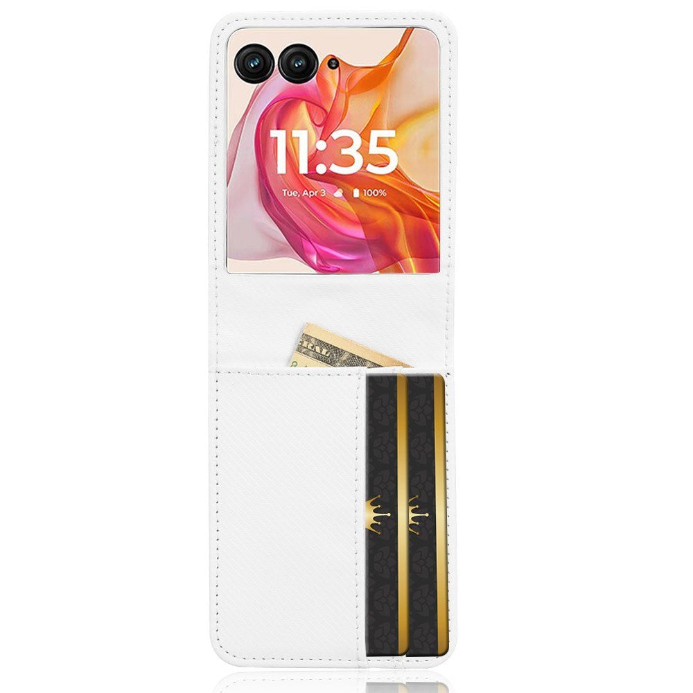 EIDERWOOD Motorola Razr 50 Ultra 5G PU Läderfodral med Korthållare - Vitt