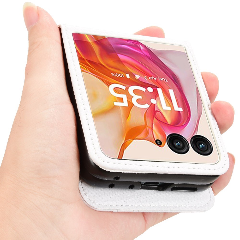 EIDERWOOD Motorola Razr 50 Ultra 5G PU Läderfodral med Korthållare - Vitt