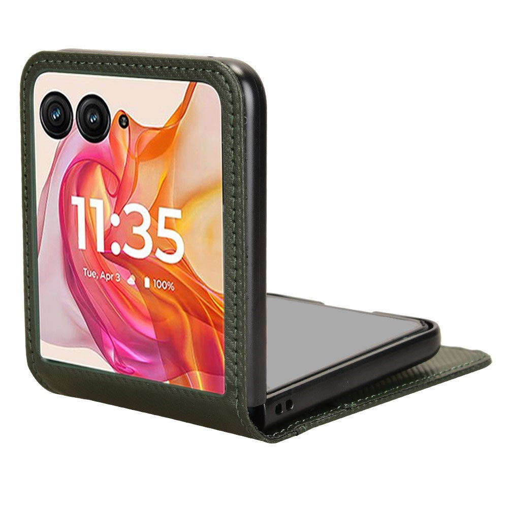 EIDERWOOD Motorola Razr 50 Ultra 5G PU Läderfodral med Korthållare - Grön