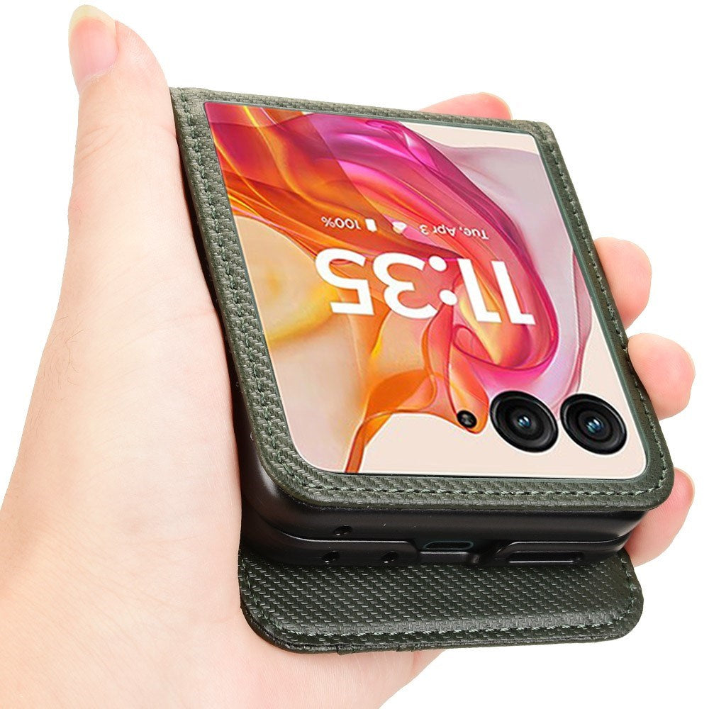 EIDERWOOD Motorola Razr 50 Ultra 5G PU Läderfodral med Korthållare - Grön