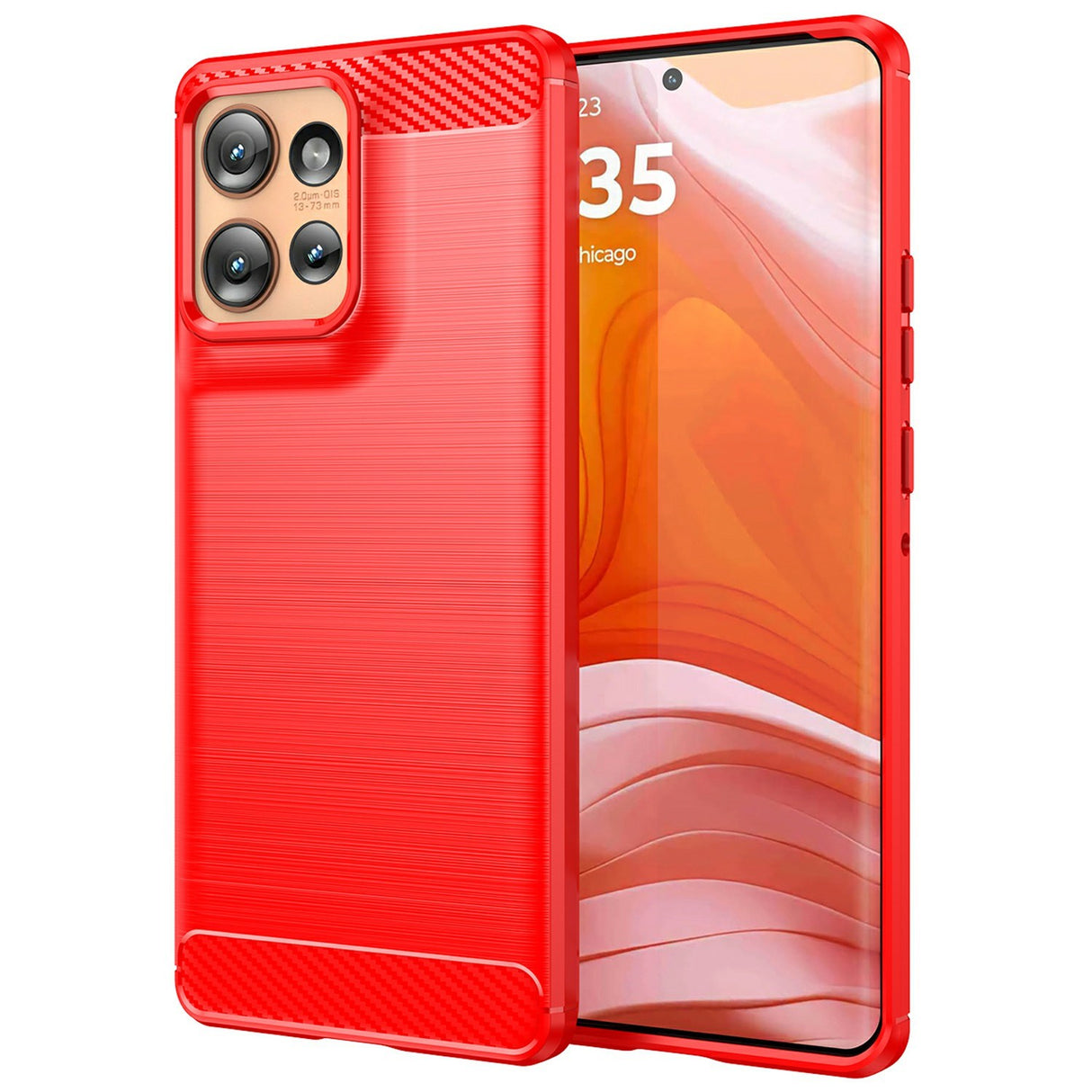 EIDERWOOD Motorola Edge 50 Skal Carbon Fiber Texture - Röd