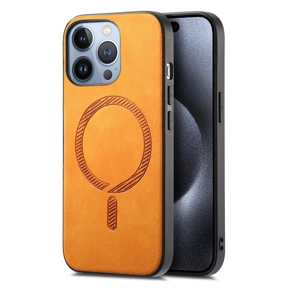 iPhone 16 Pro Max Konstläder Skal - MagSafe-Kompatibel - Gul
