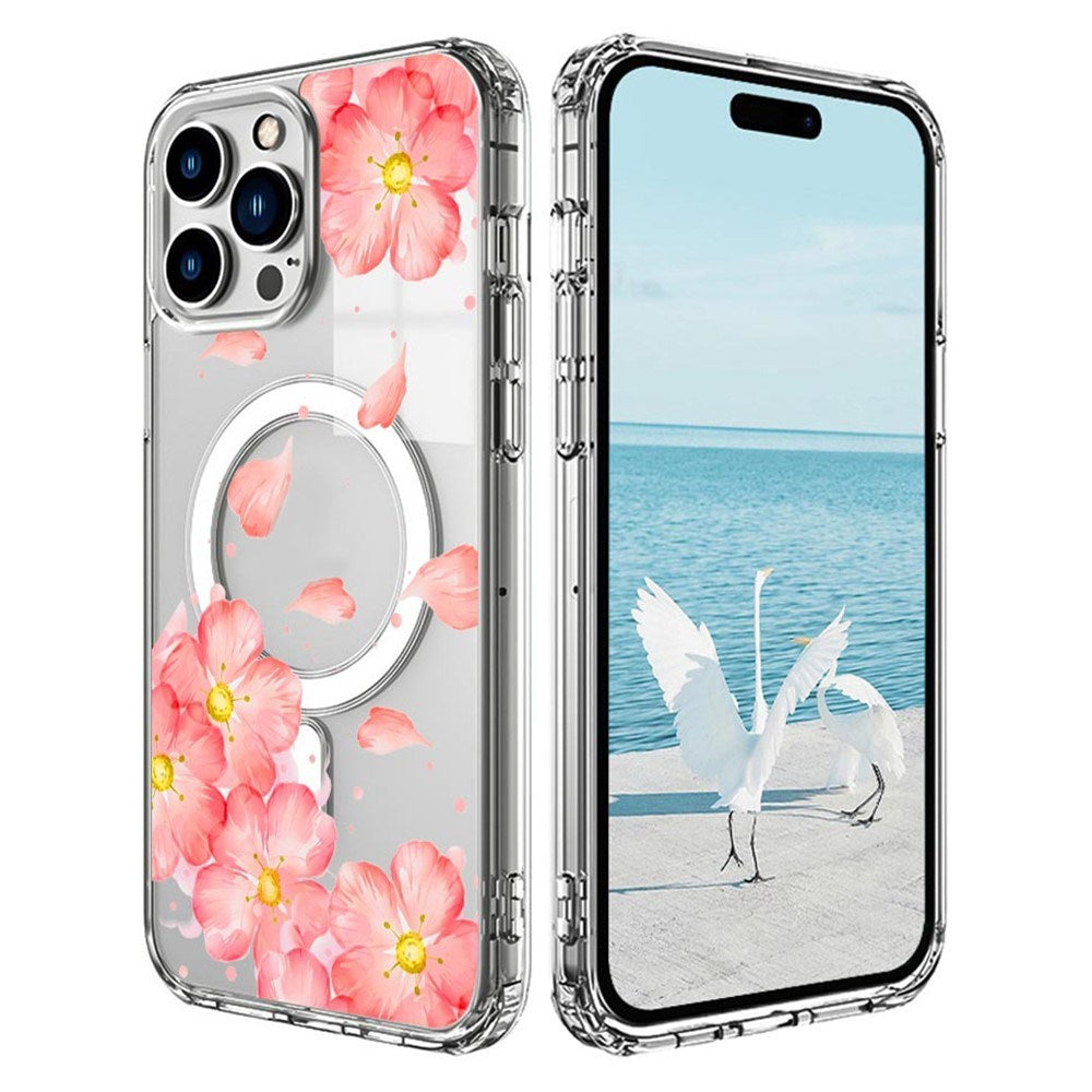 EIDERWOOD iPhone 16 Pro Hybrid Plast Skal - MagSafe Kompatibel - Rosa Blommor