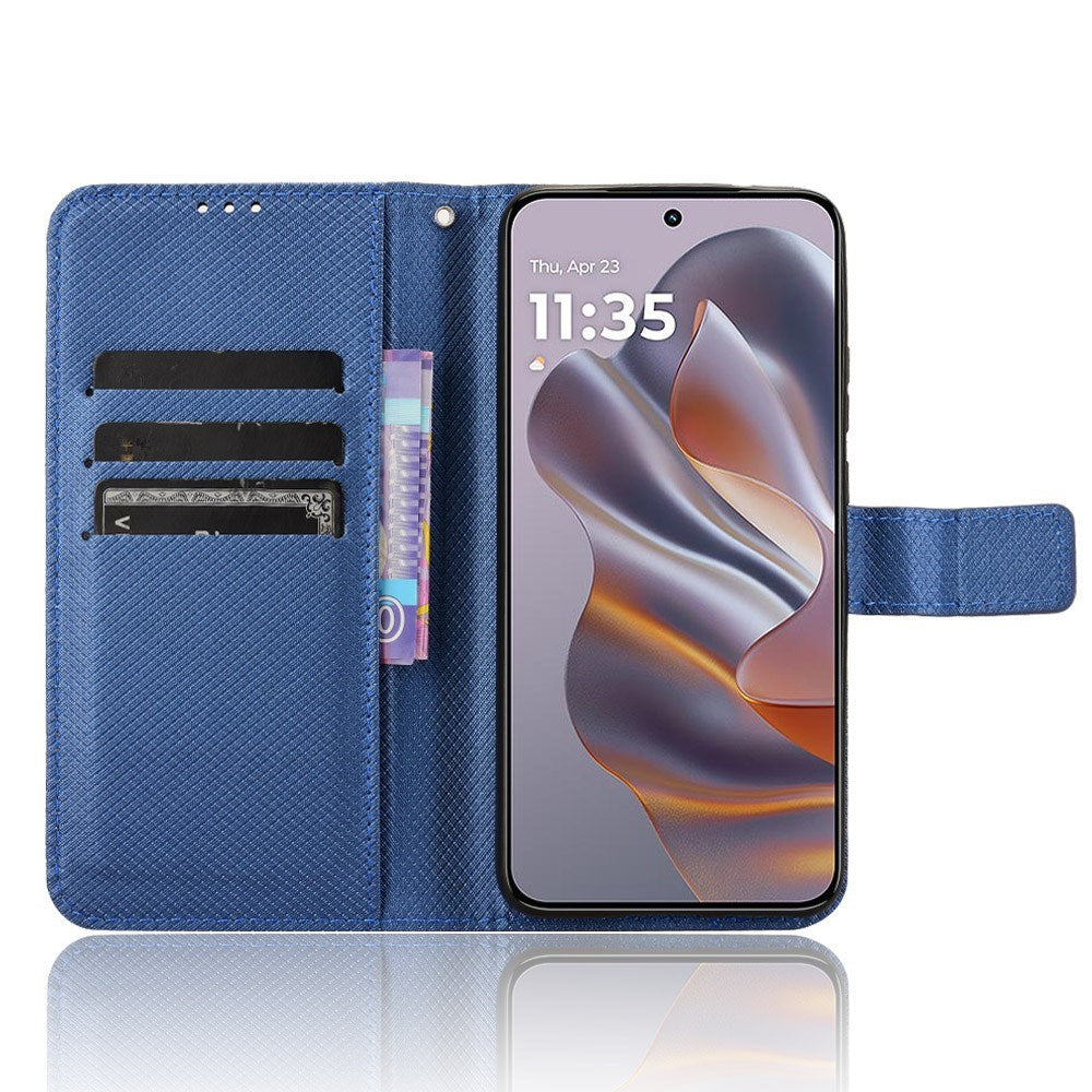 EIDERWOOD Motorola Edge 50 Neo (5G)/Moto S50 (5G)/ThinkPhone 25 (5G) Konstläder Flip Fodral m. Diamant Textur - Blå