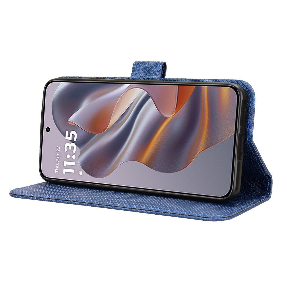 EIDERWOOD Motorola Edge 50 Neo (5G)/Moto S50 (5G)/ThinkPhone 25 (5G) Konstläder Flip Fodral m. Diamant Textur - Blå