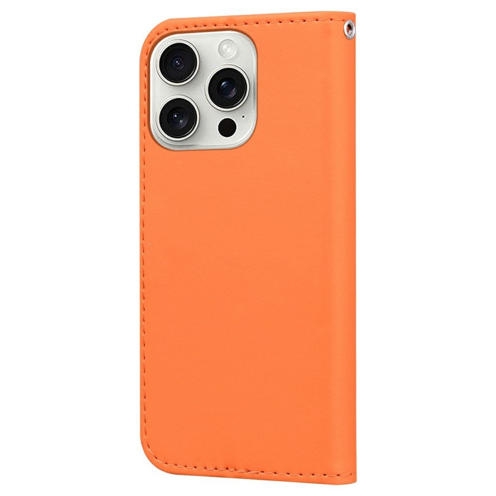 iPhone 16 Pro Konstläder Fodral m. Figur - Orange