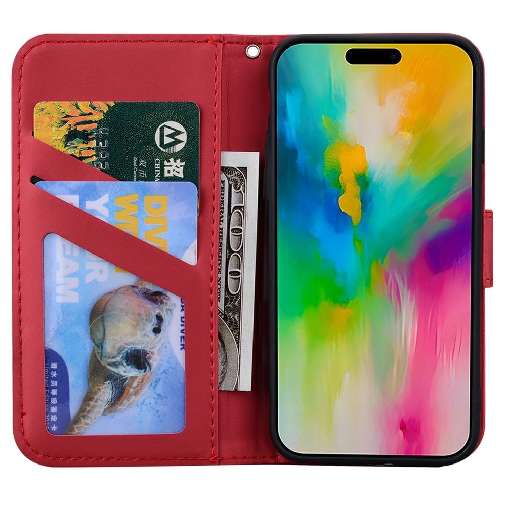 iPhone 16 Pro Konstläder Fodral m. Figur - Röd