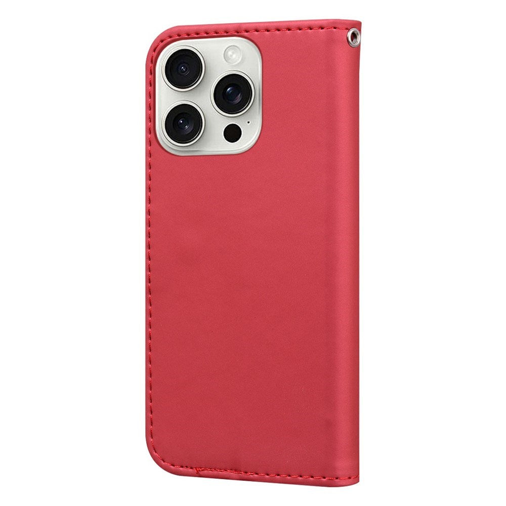 iPhone 16 Pro Konstläder Fodral m. Figur - Röd