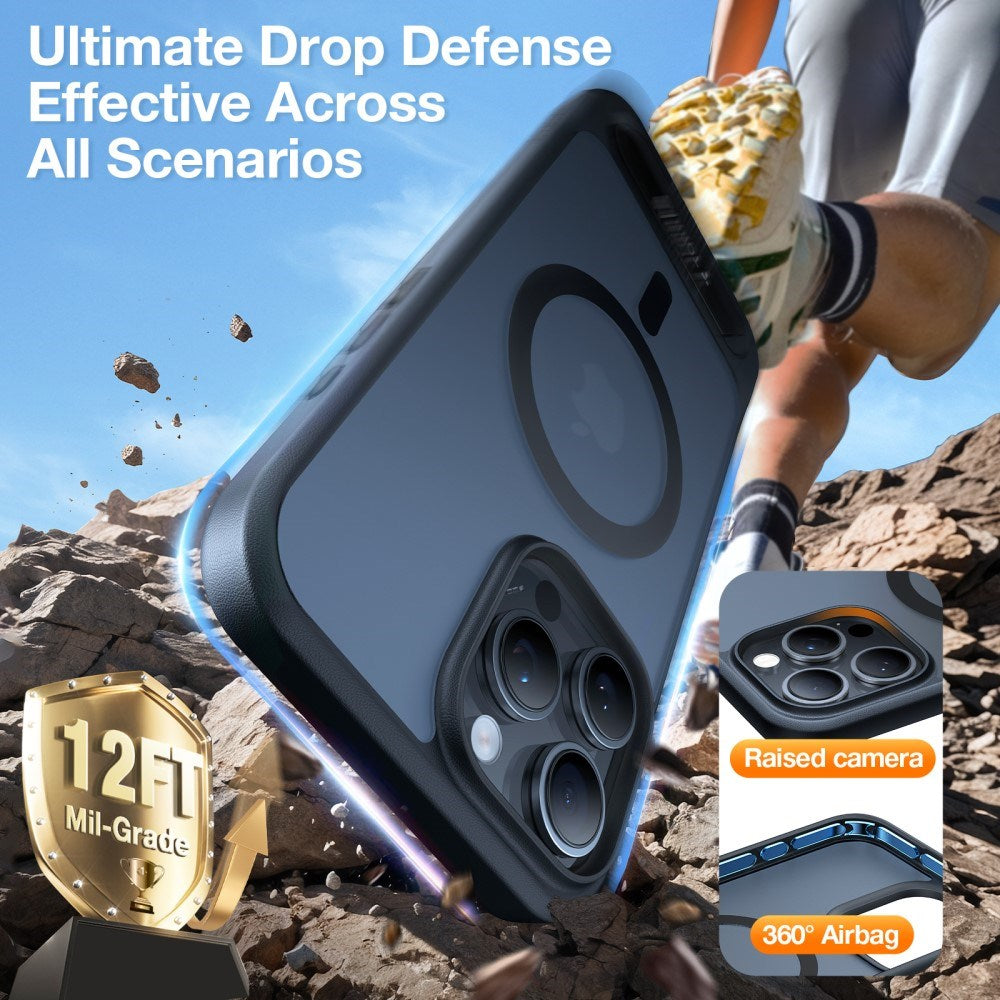 TORRAS iPhone 16 Pro Hybrid Skal m. Ställfunktion - MagSafe Kompatibel - Svart