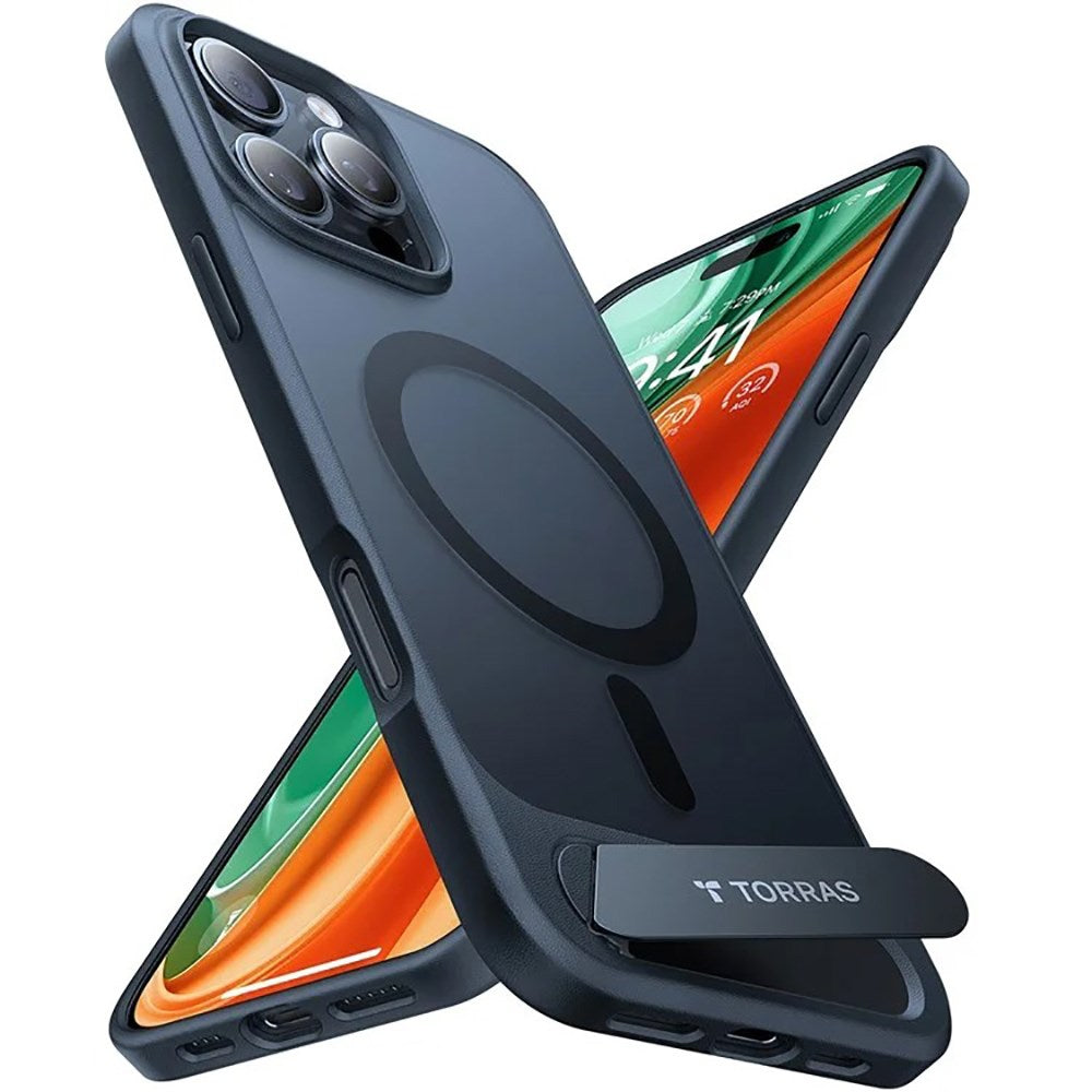 TORRAS iPhone 16 Pro Hybrid Skal m. Ställfunktion - MagSafe Kompatibel - Svart