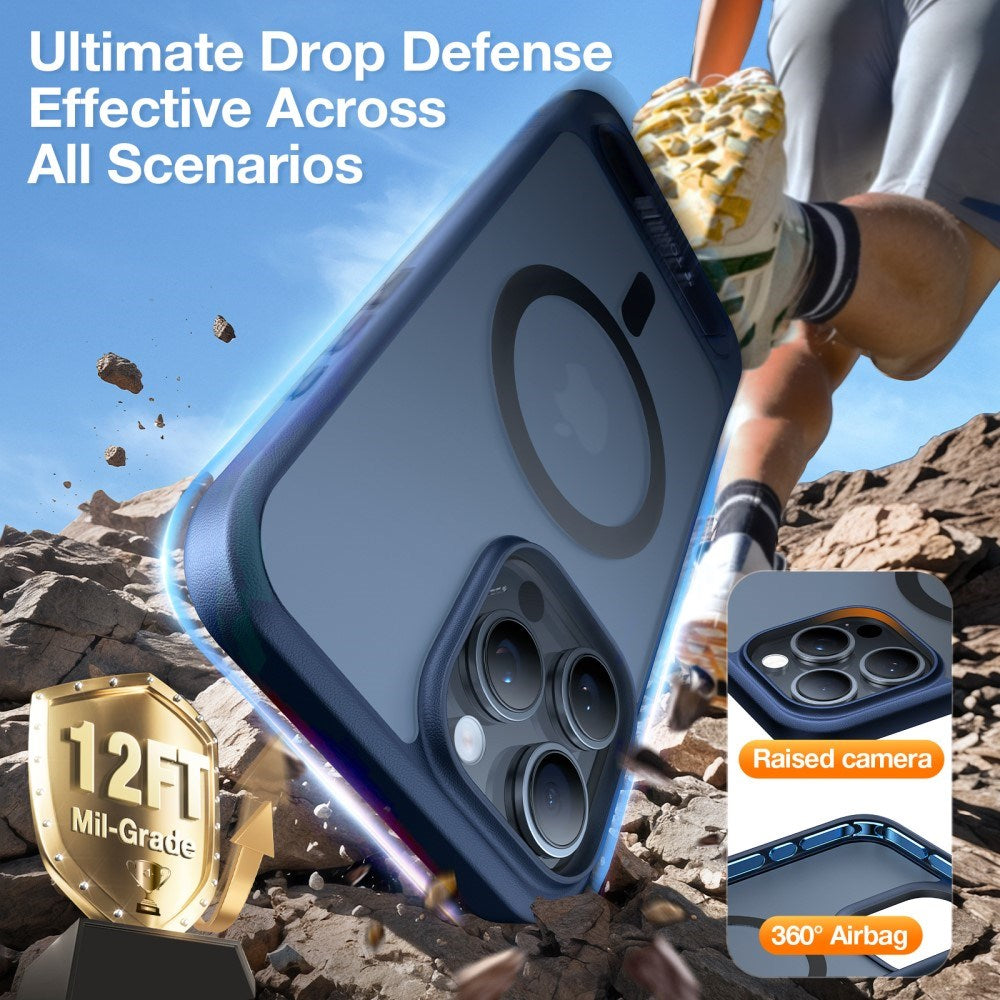 TORRAS iPhone 16 Pro Hybrid Skal m. Ställfunktion - MagSafe Kompatibel - Blå