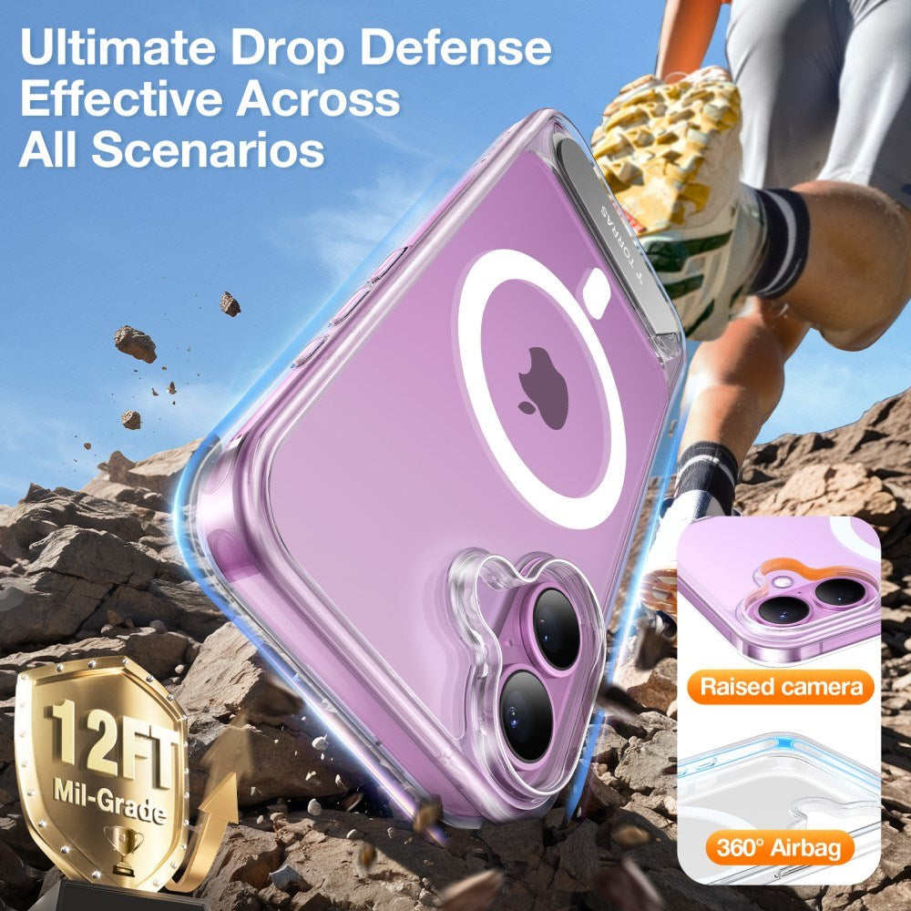 TORRAS iPhone 16 Hybrid Skal m. Ställfunktion - MagSafe Kompatibel - Genomskinlig