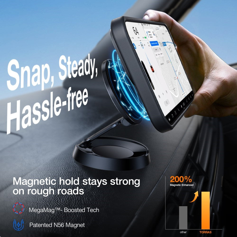 TORRAS iPhone 16 Hybrid Skal m. Ställfunktion - MagSafe Kompatibel - Svart