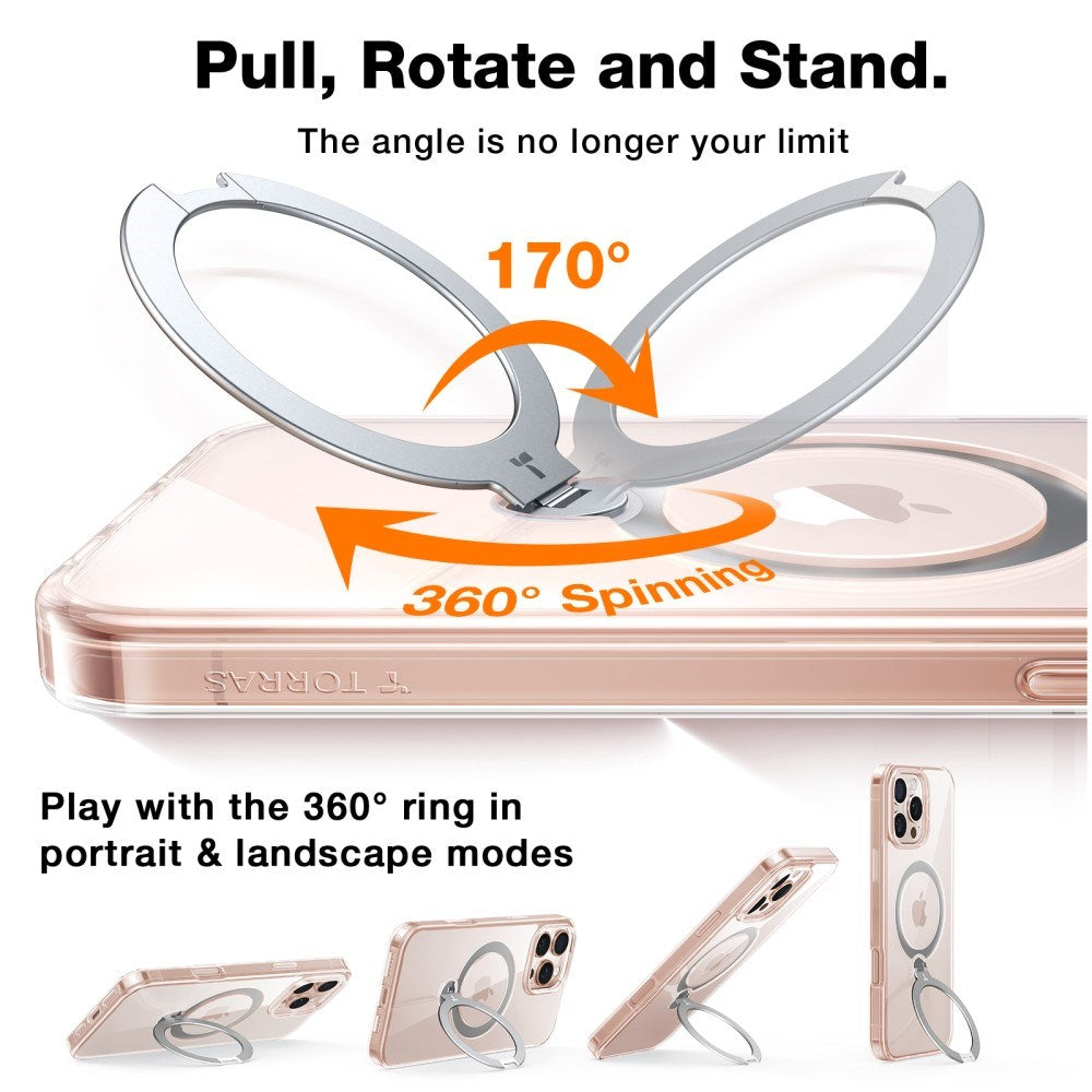 TORRAS iPhone 16 Pro Flexibelt Plast Skal m. Ställfunktion - MagSafe Kompatibel - Genomskinlig