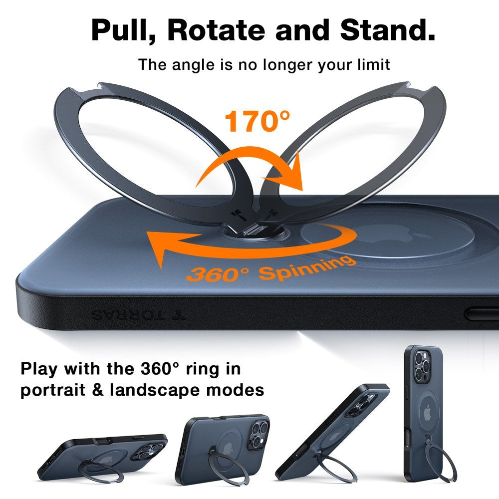 TORRAS iPhone 16 Pro Flexibelt Plast Skal m. Ställfunktion - MagSafe Kompatibel - Svart