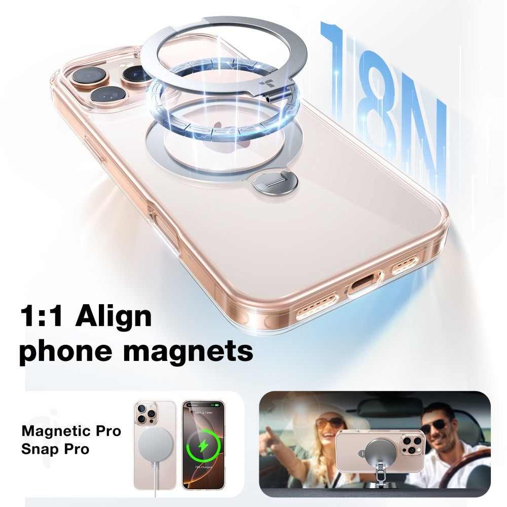 TORRAS iPhone 16 Pro Max Flexibelt Plast Skal m. Ställfunktion - MagSafe Kompatibel - Genomskinlig